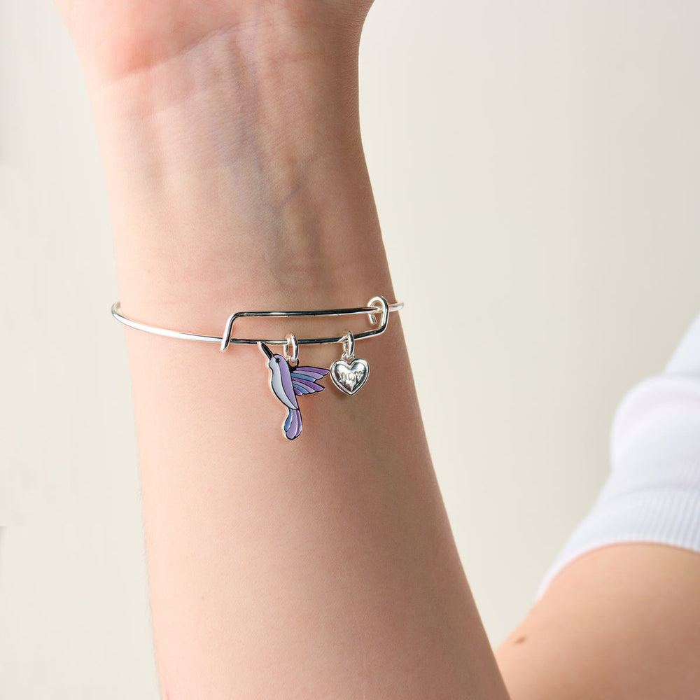 'Joy' Hummingbird Duo Charm Bangle Bracelet, Bracelets, $ 28.00, A Moment Of Now™