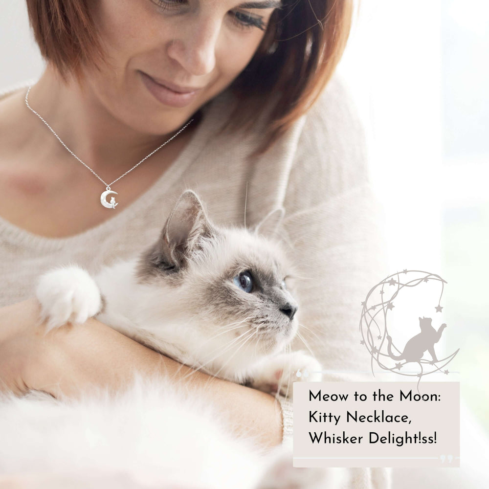 Silver Kitty Cat on The Moon Pendant Necklace for Cat Lovers | Gift for Birthday, Christmas, Mother's Day, Anniversary and Valentine's Day, Necklaces, $ 12.99, A Moment Of Now™