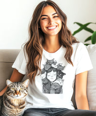 Cat Lady Cat Mom T-shirt Less People More Cats Graphic Unisex T-shirt