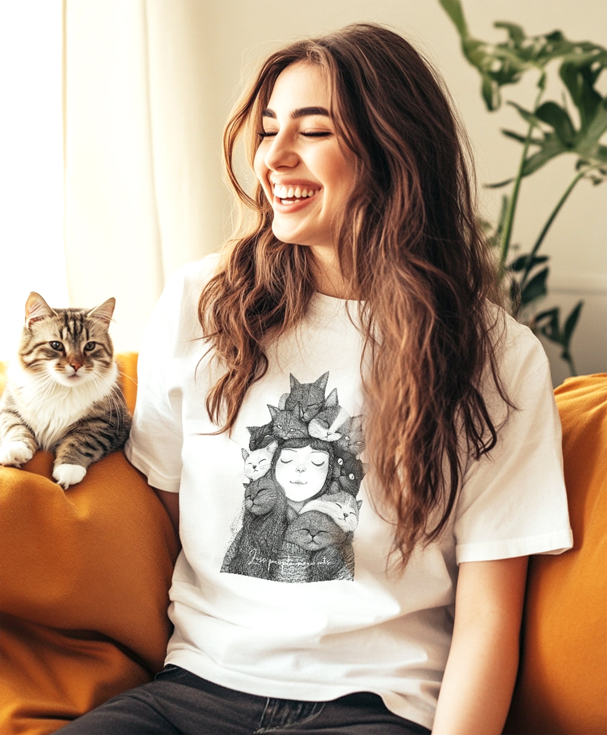 Cat Lady Cat Mom T-shirt Less People More Cats Graphic Unisex T-shirt