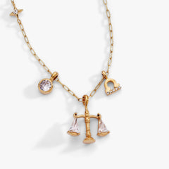Libra Zodiac Charm Cluster Necklace, Necklaces, $ 54.00, A Moment Of Now™