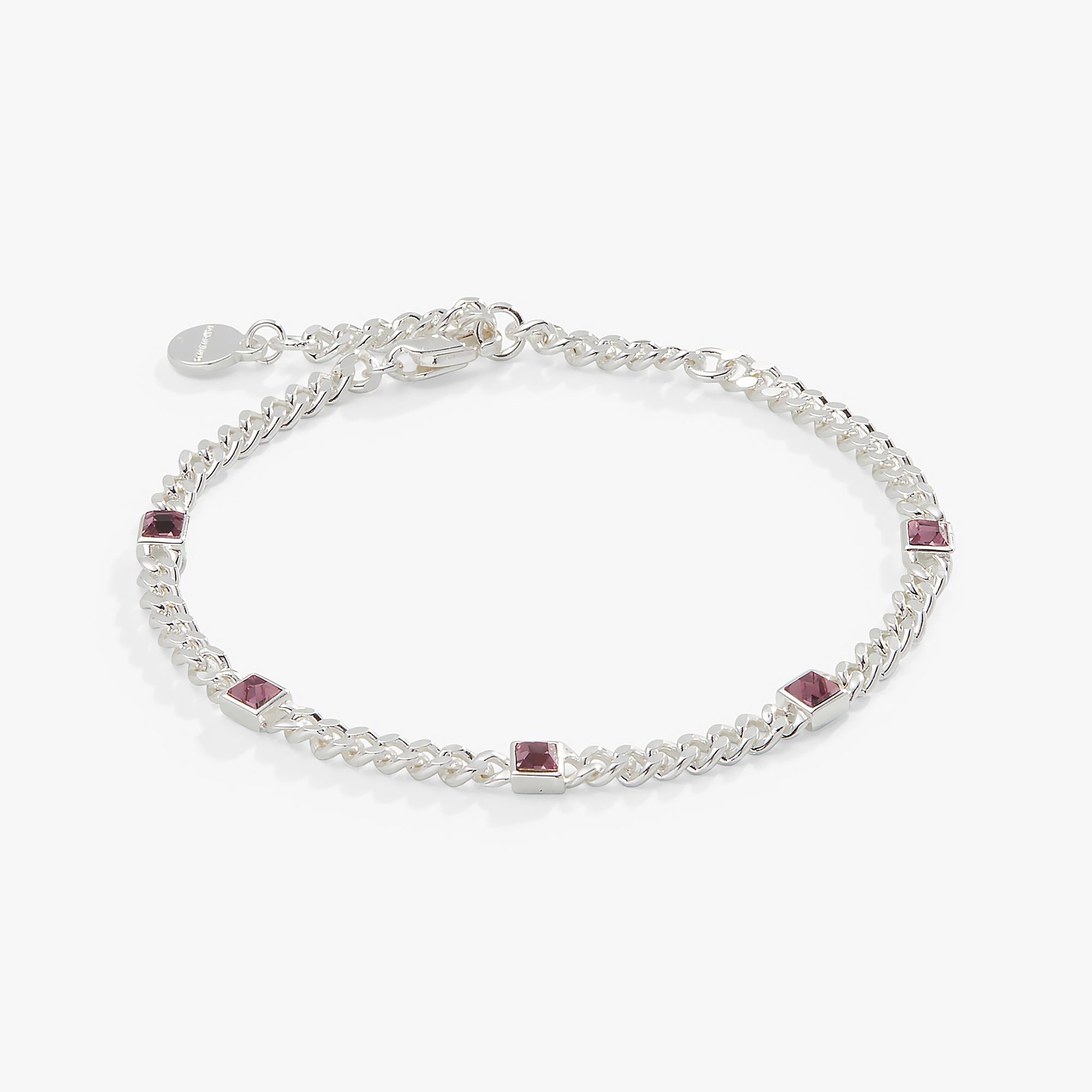 June Birthstone Light Amethyst Curb Chain Bracelet, Bracelets, $ 28.00, A Moment Of Now™