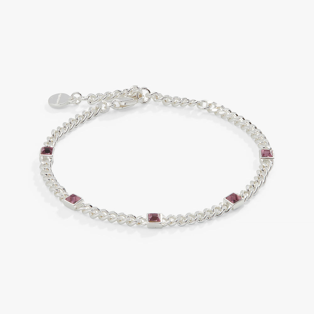 June Birthstone Light Amethyst Curb Chain Bracelet, Bracelets, $ 28.00, A Moment Of Now™