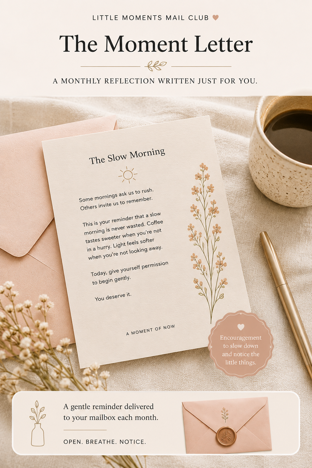 The Moment Letter monthly reflection from Little Moments Mail Club
