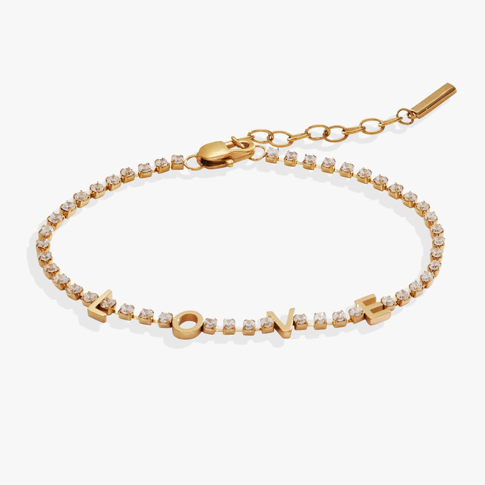 “Love” Crystal Tennis Bracelet, Bracelets, $ 18.90, A Moment Of Now™