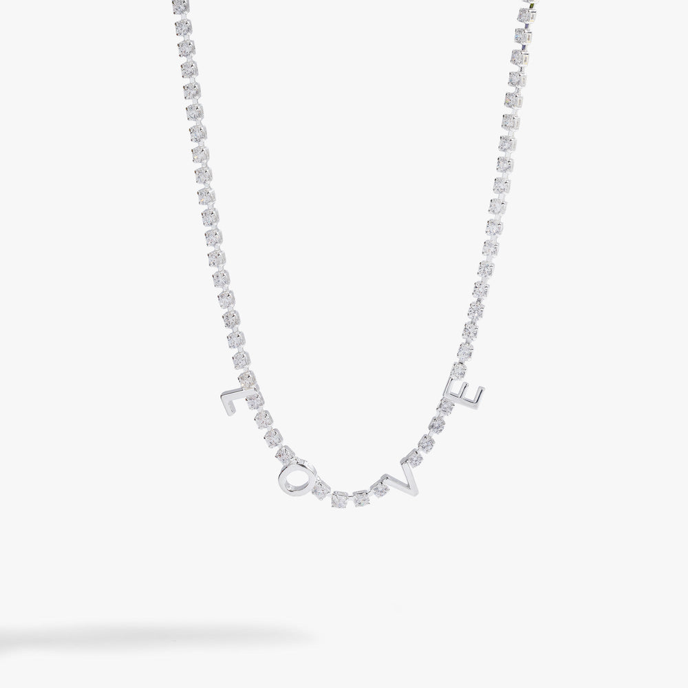 "Love" Crystal Tennis Necklace, Necklaces, $ 23.90, A Moment Of Now™