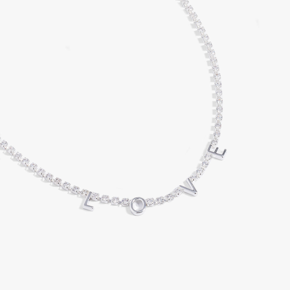 "Love" Crystal Tennis Necklace, Necklaces, $ 23.90, A Moment Of Now™