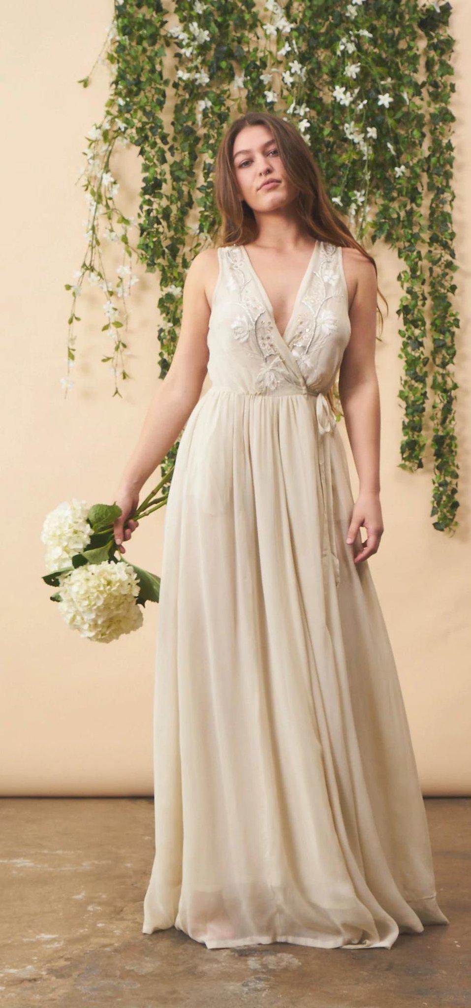 Floral Embroidered Wedding Dress in Cream + Silver | Boutique In USA, Wedding Dress, $ 528.00, A Moment Of Now™