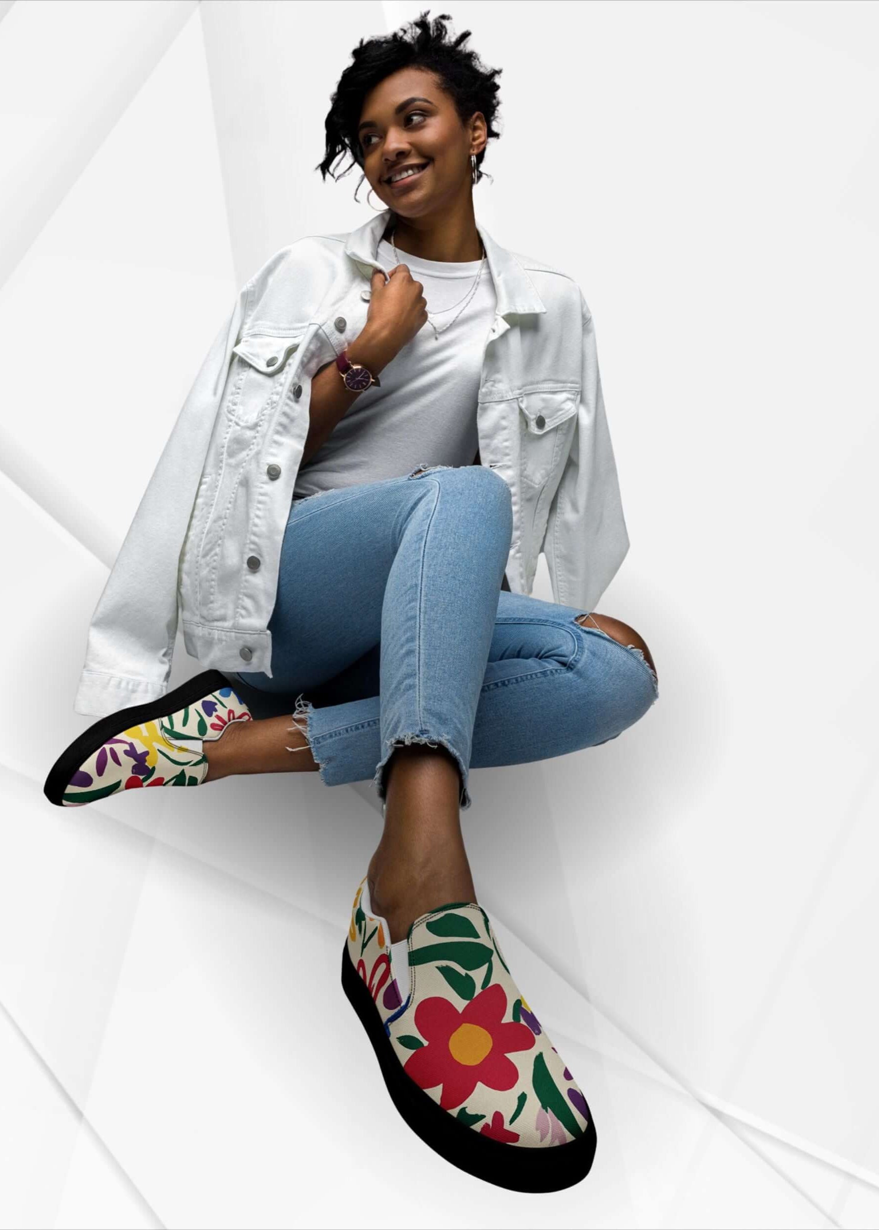Lunetta Colorful Floral Women’s Slip-on Canvas Shoes