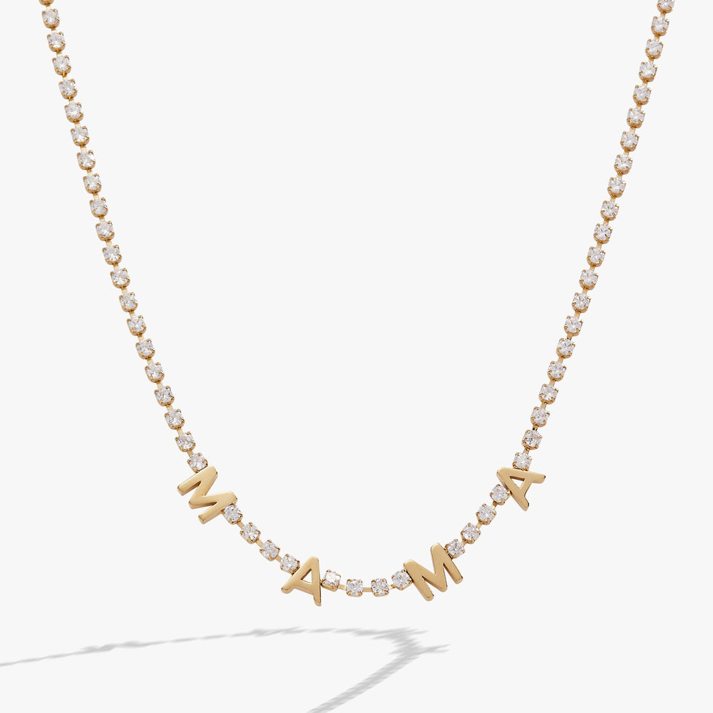 "Mama" Crystal Tennis Necklace, Necklaces, $ 44.00, A Moment Of Now™