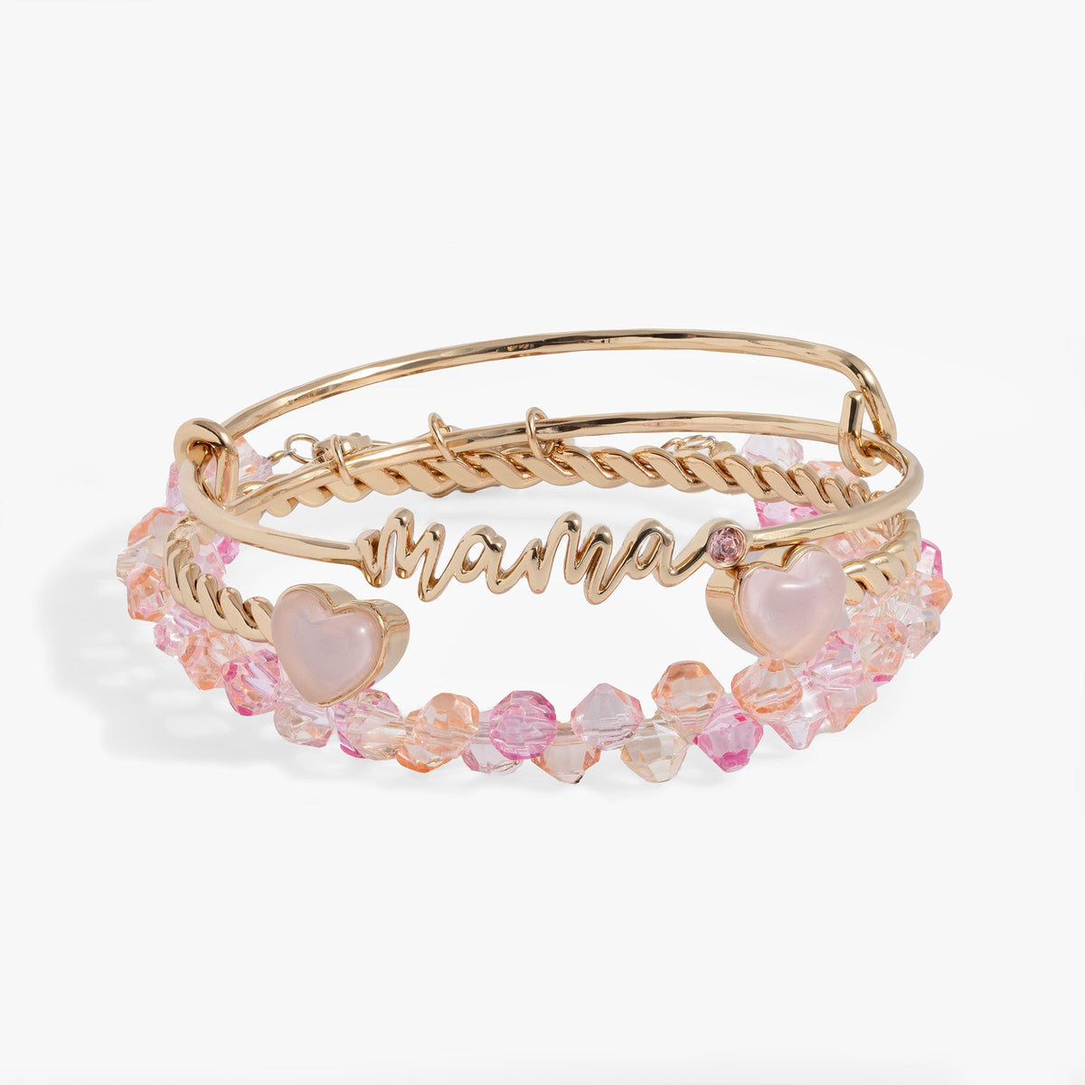 'Mama' Pink Beaded Bangle Set of 3, Bracelets, $ 78.00, A Moment Of Now™