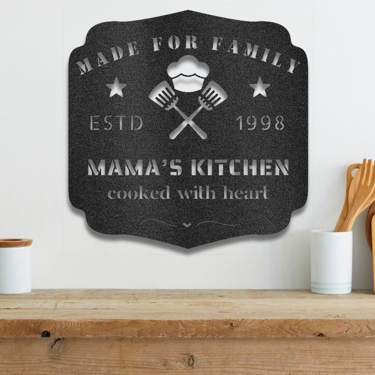 Mama’s Kitchen Metal Wall Art – Custom Name Gift for Mom