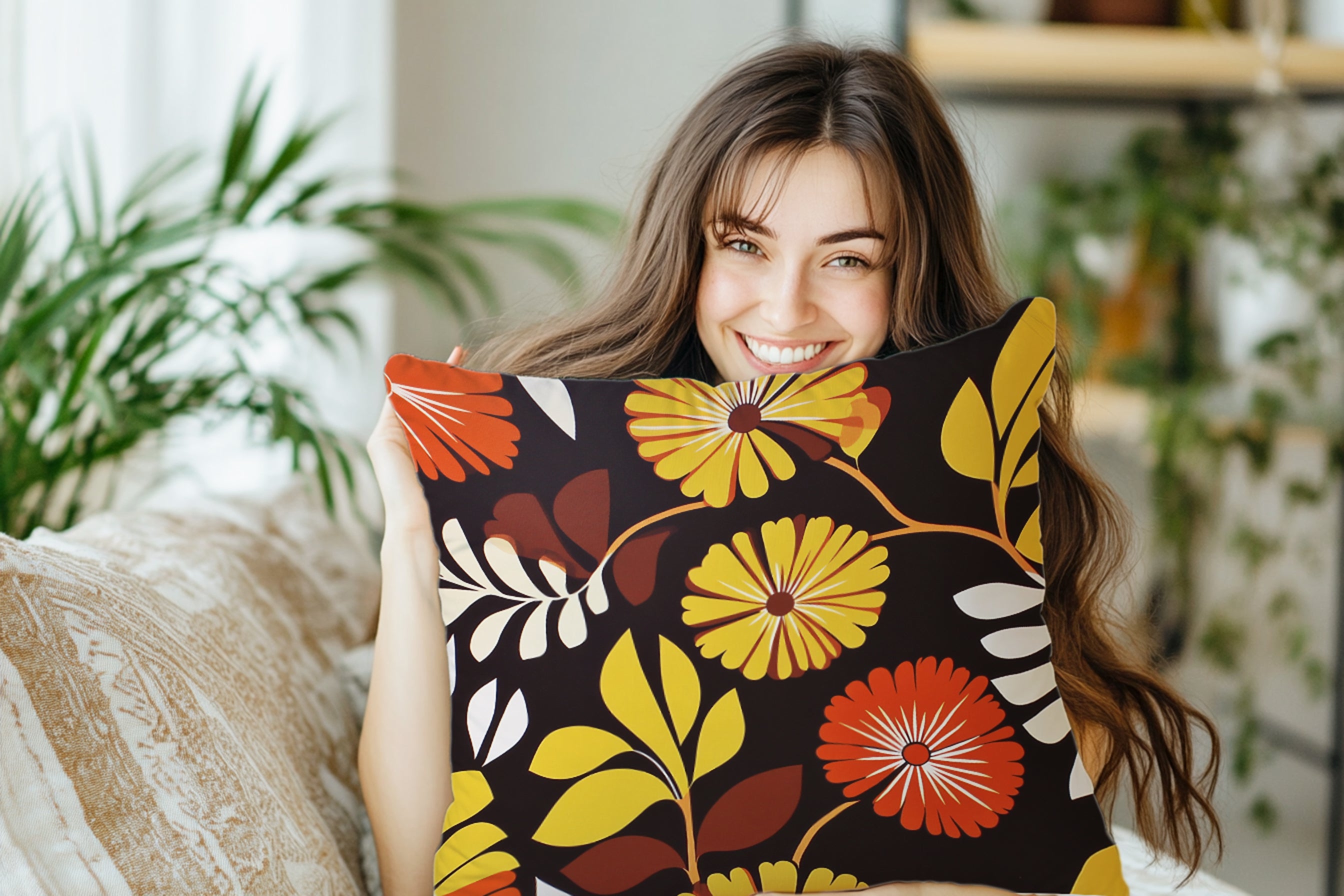 Marvista Mid-Century Style Floral Pattern Throw Pillow Pillow Cushion