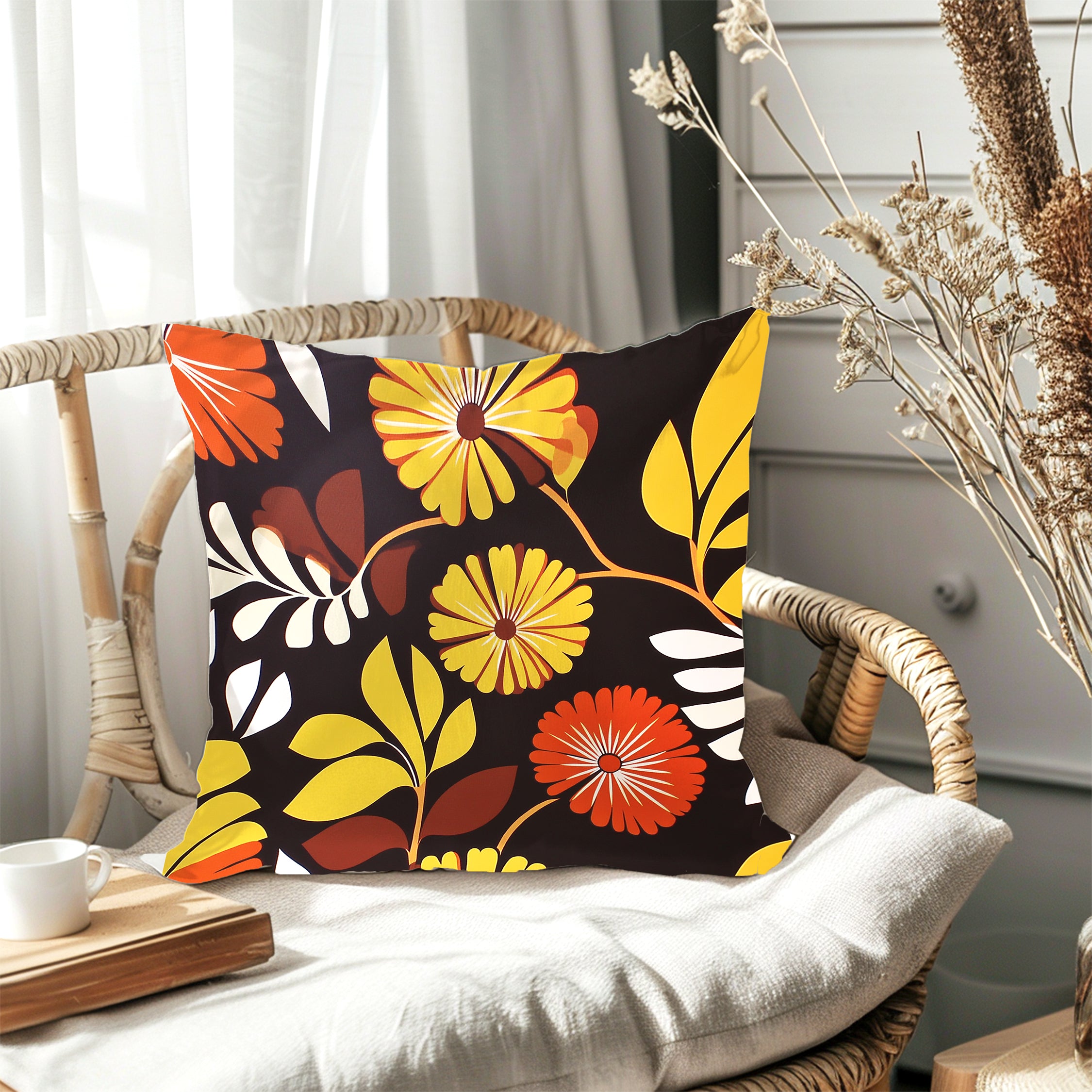 Marvista Mid-Century Style Floral Pattern Throw Pillow Pillow Cushion