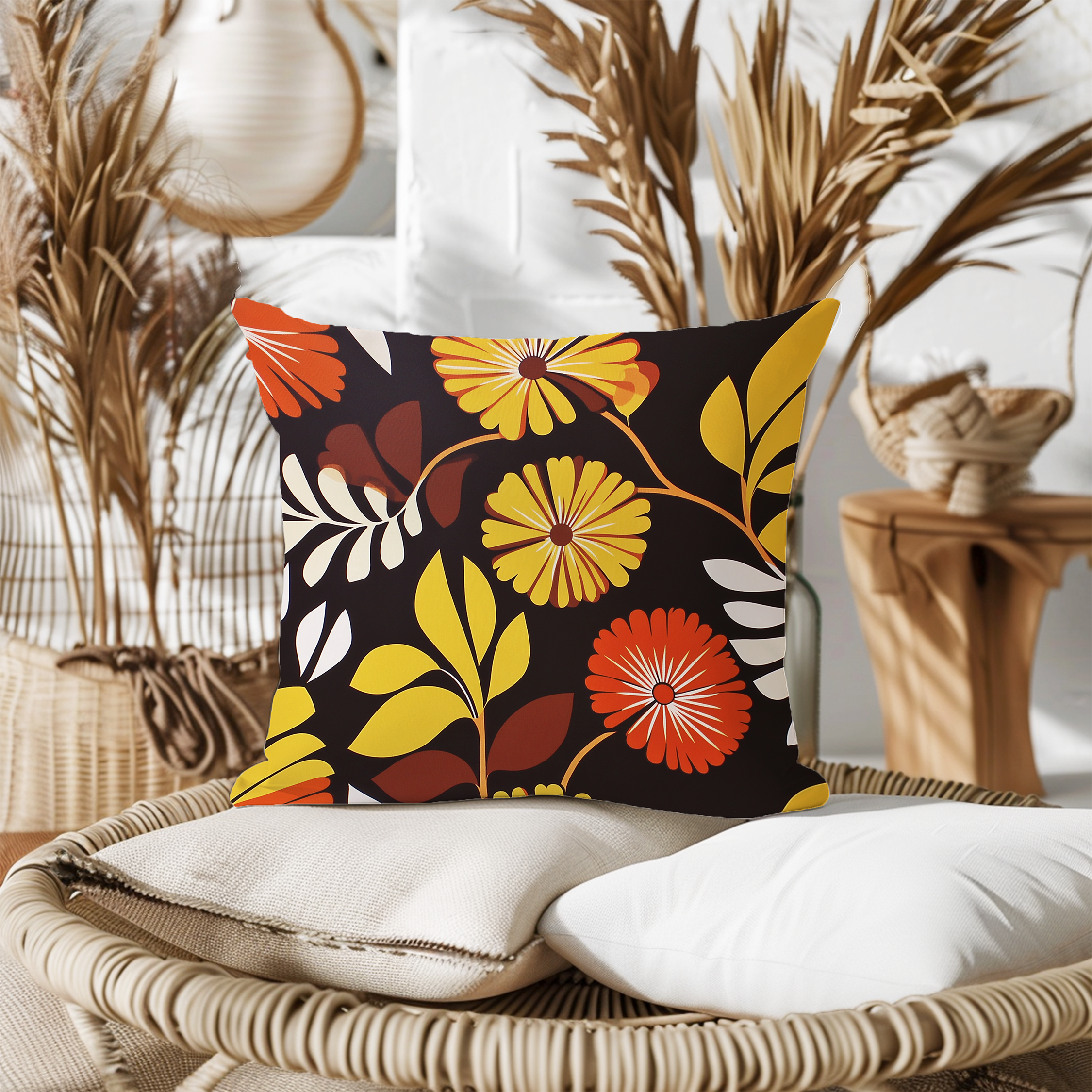 Marvista Mid-Century Style Floral Pattern Throw Pillow Pillow Cushion