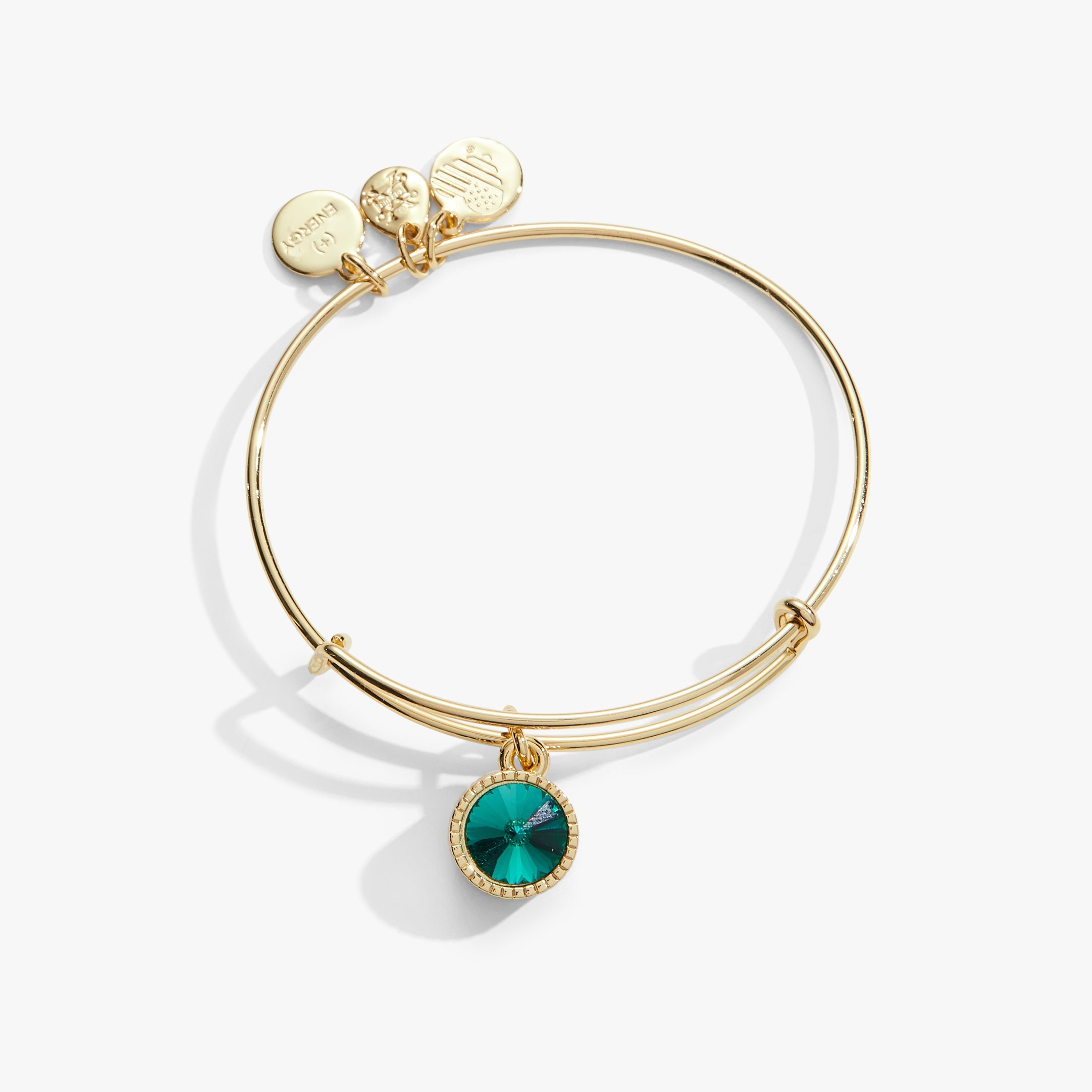 May Birthstone Charm Bangle, Emerald, Bracelets, $ 28.00, A Moment Of Now™