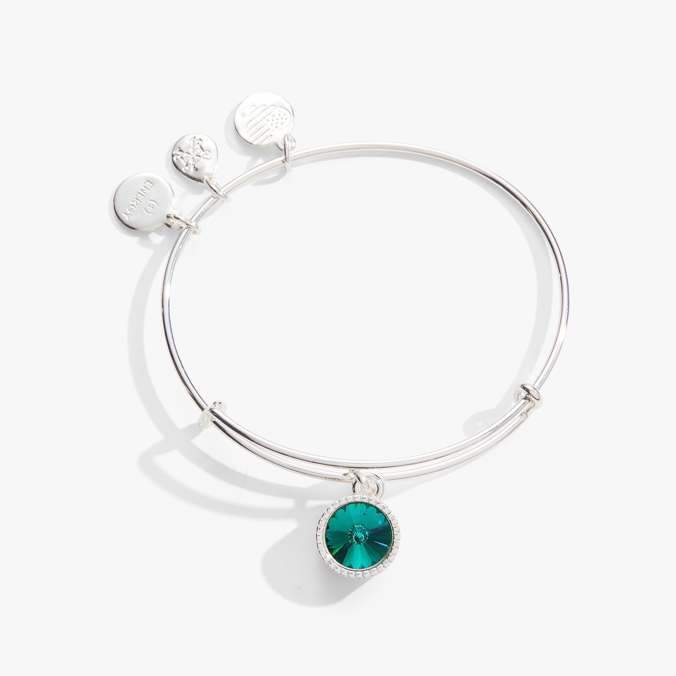 May Birthstone Charm Bangle, Emerald, Bracelets, $ 28.00, A Moment Of Now™