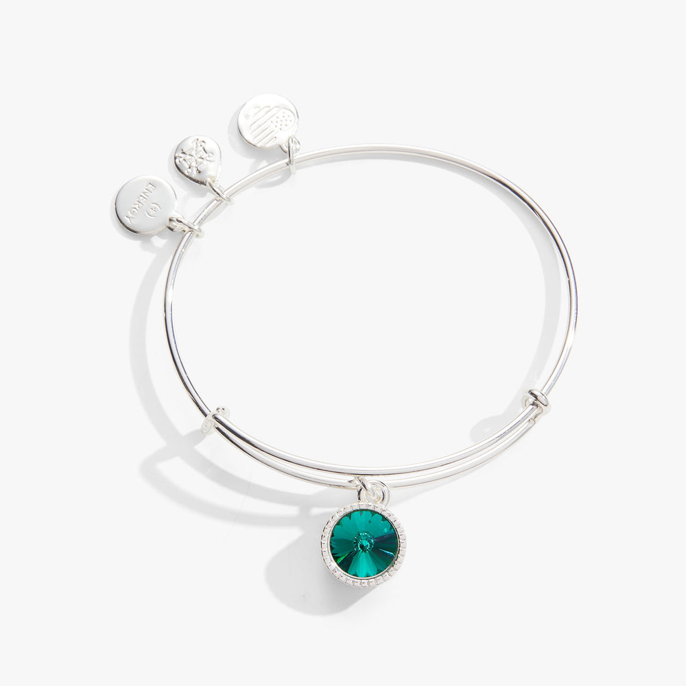 May Birthstone Charm Bangle, Emerald, Bracelets, $ 28.00, A Moment Of Now™