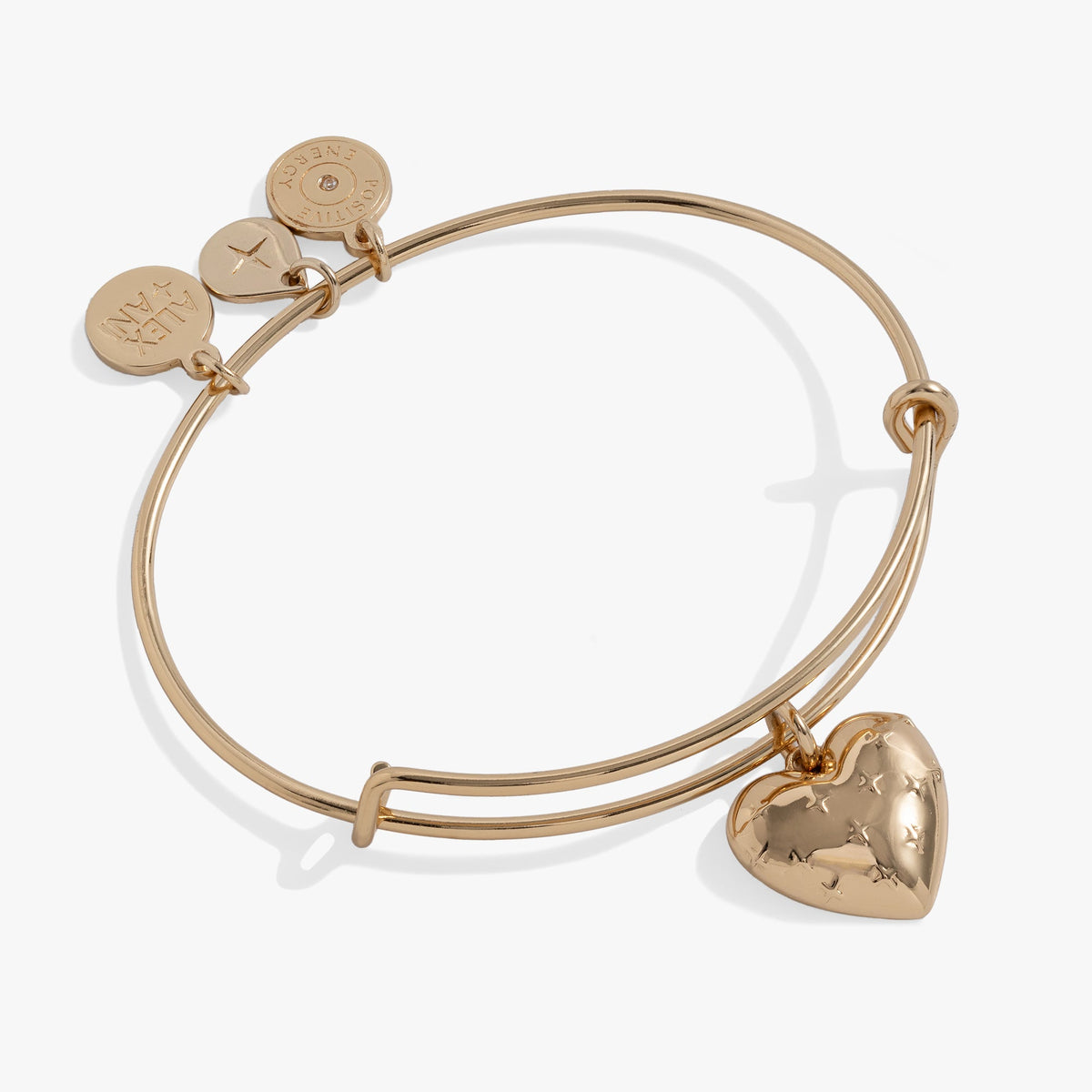 Gold Metal Heart Charm Bangle, Bracelets, $ 28.00, A Moment Of Now™