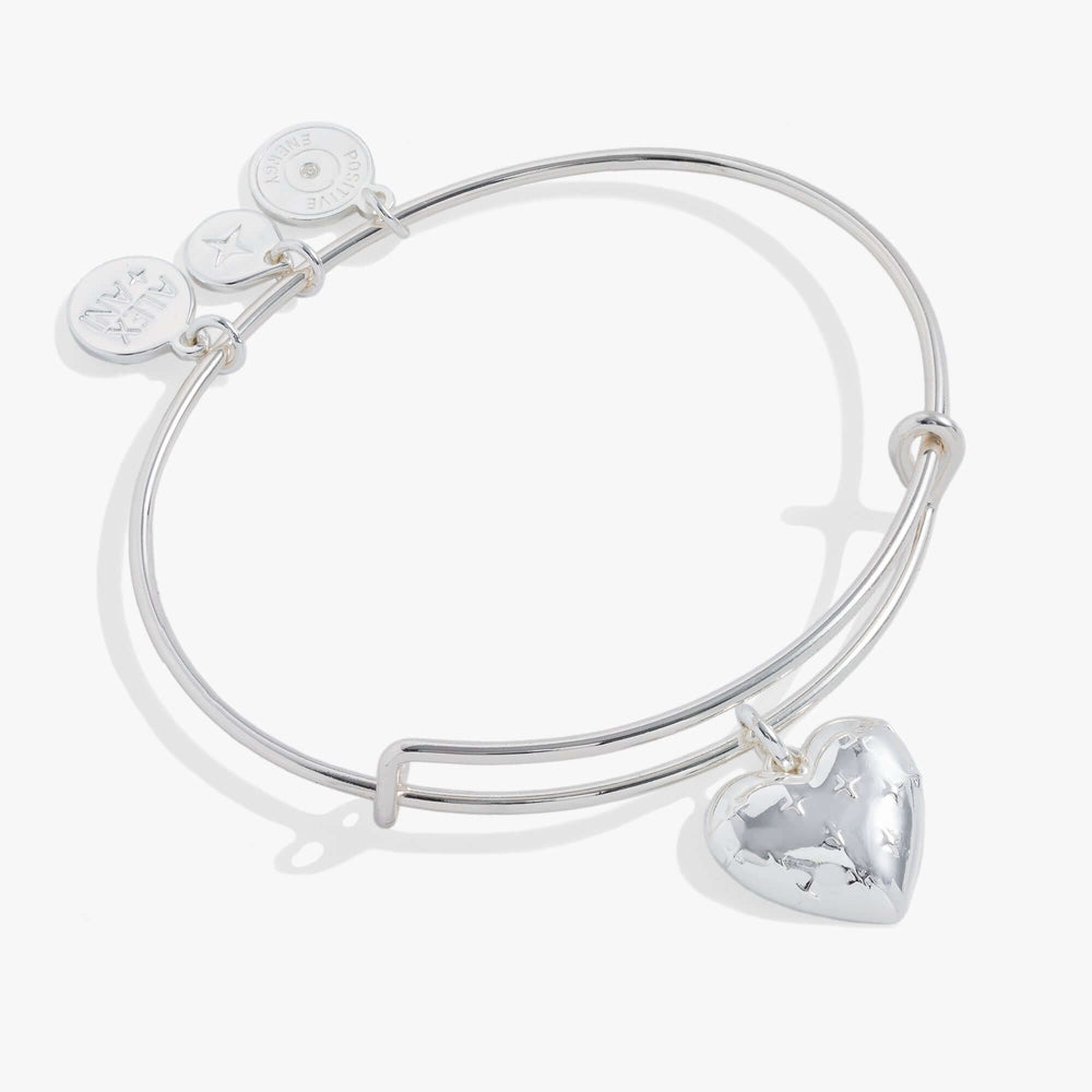 Silver Metal Heart Charm Bangle, Bracelets, $ 28.00, A Moment Of Now™