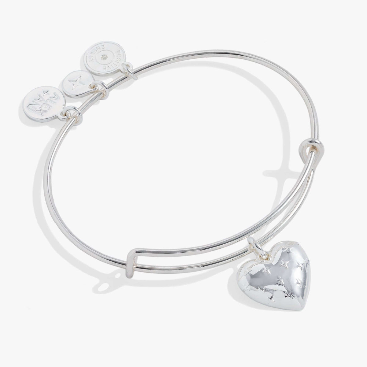 Silver Metal Heart Charm Bangle, Bracelets, $ 28.00, A Moment Of Now™