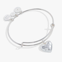 Silver Metal Heart Charm Bangle, Bracelets, $ 28.00, A Moment Of Now™
