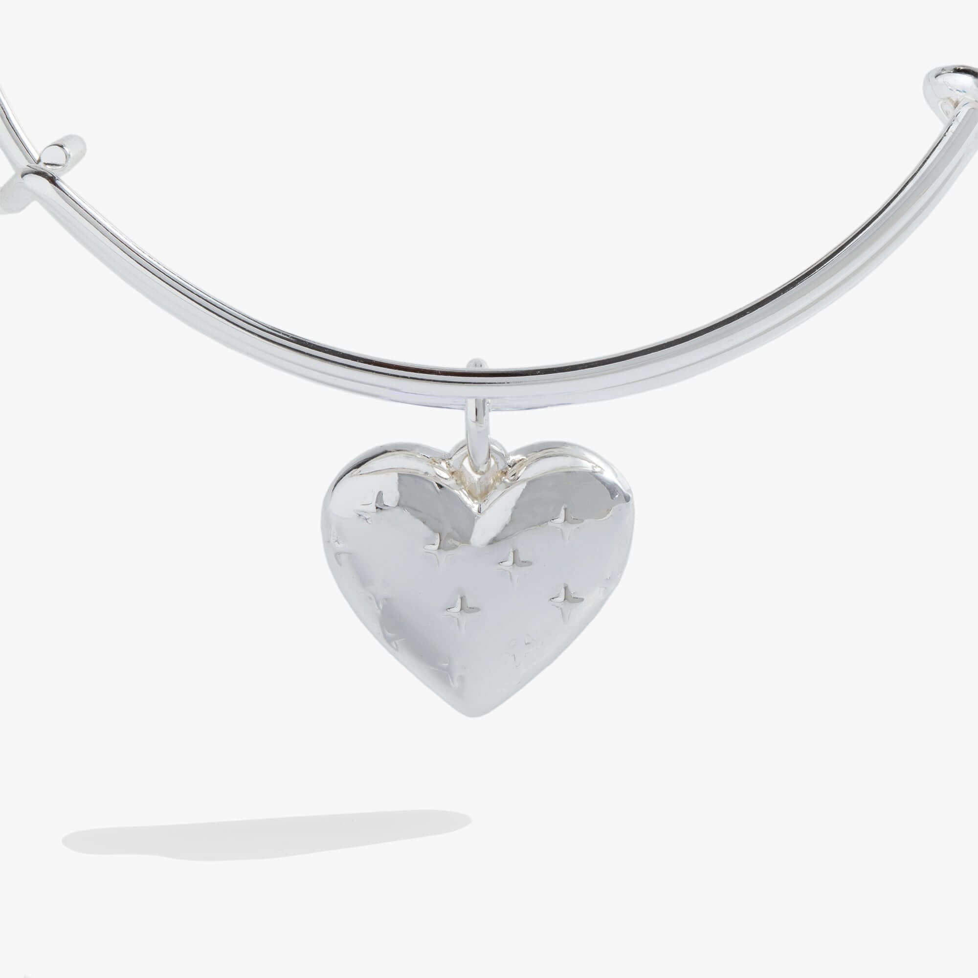 Silver Metal Heart Charm Bangle, Bracelets, $ 28.00, A Moment Of Now™