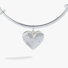 Silver Metal Heart Charm Bangle, Bracelets, $ 28.00, A Moment Of Now™