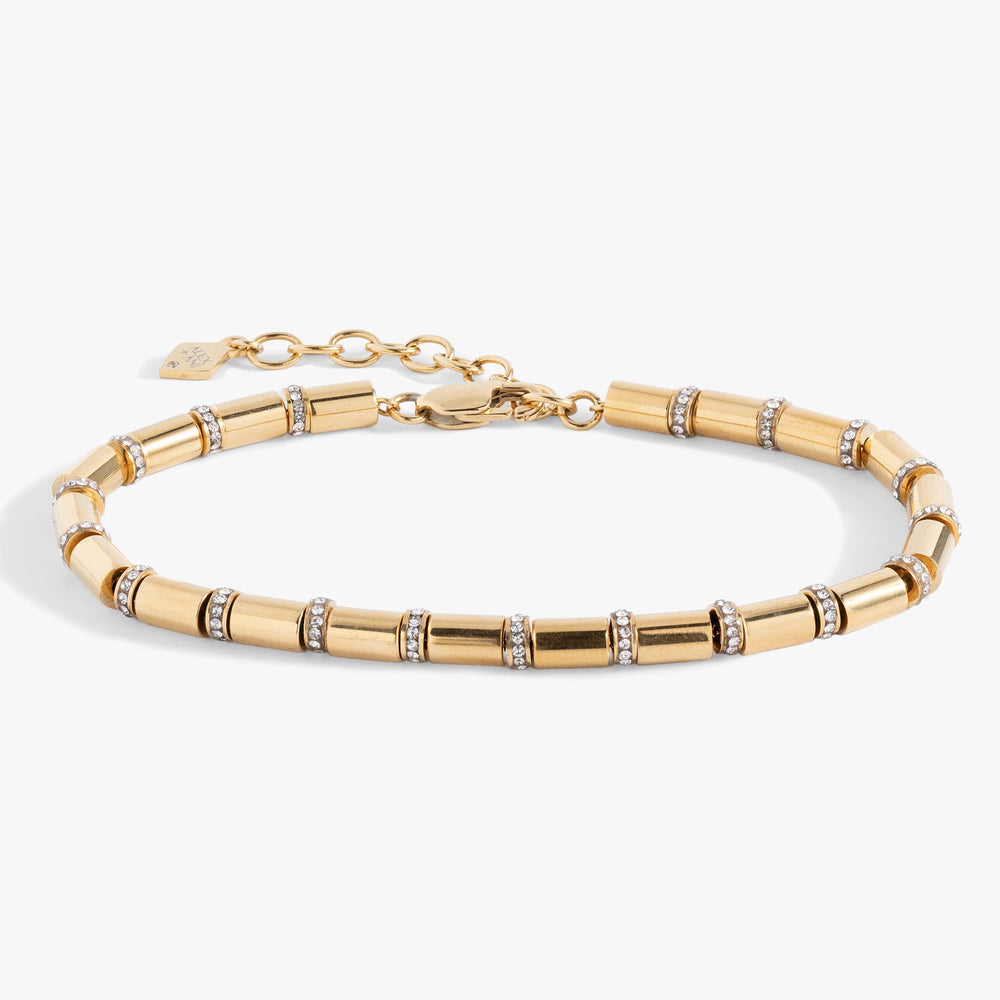 Tube Bead and Crystal Chain Bracelet, Bracelets, $ 48.00, A Moment Of Now™