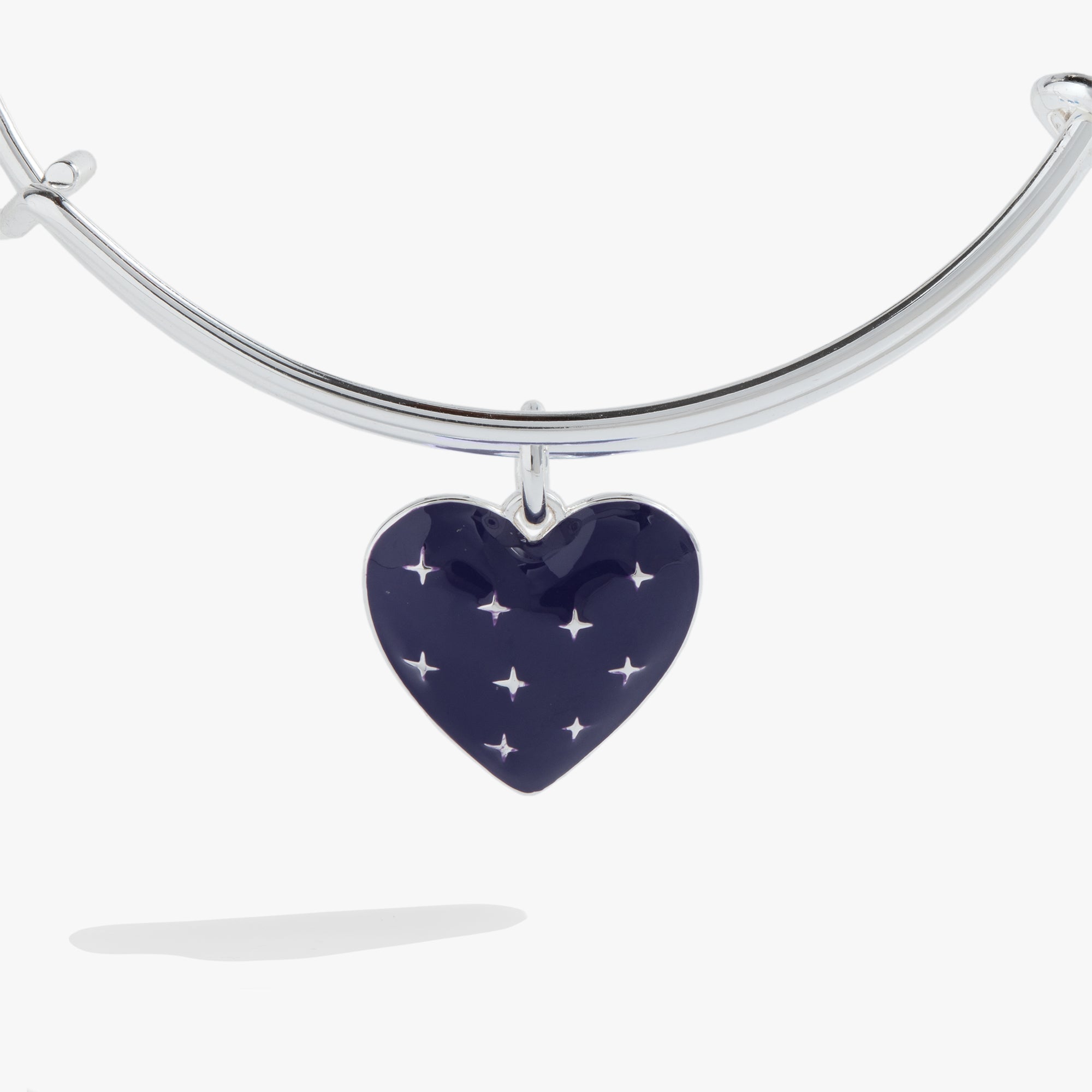 Navy Enamel Heart Charm Bangle, Bracelets, $ 13.90, A Moment Of Now™