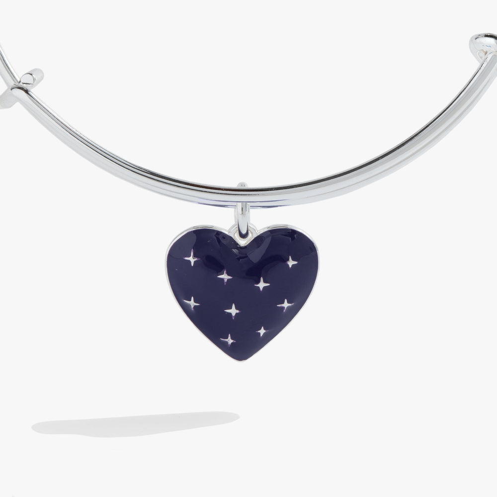 Navy Enamel Heart Charm Bangle, Bracelets, $ 13.90, A Moment Of Now™
