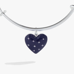 Navy Enamel Heart Charm Bangle, Bracelets, $ 13.90, A Moment Of Now™
