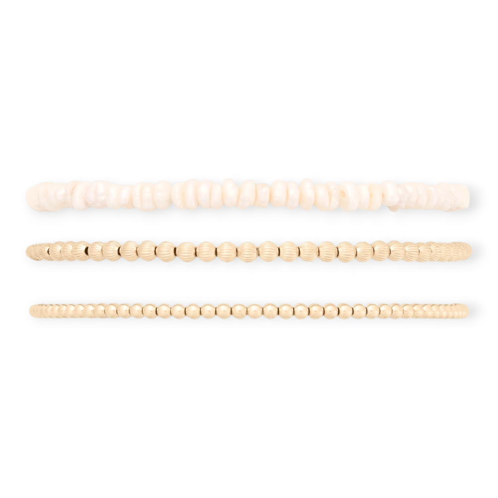Bri Triple Bracelet Stack | 14K Gold Filled & Pearl, Bracelets, $ 182.00, A Moment Of Now™