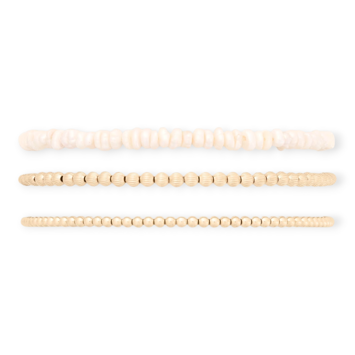 Bri Triple Bracelet Stack | 14K Gold Filled & Pearl, Bracelets, $ 182.00, A Moment Of Now™