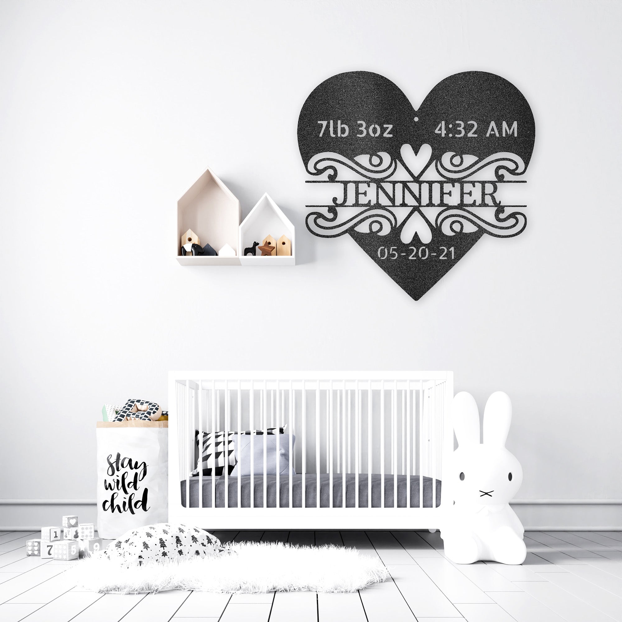 Custom Newborn Love Monogram Metal Wall Decor