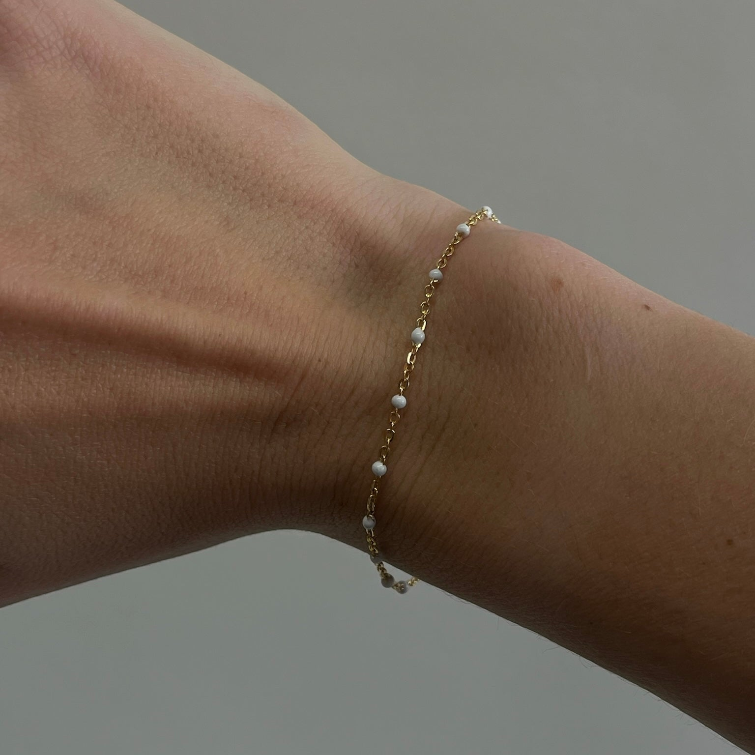 White Daisy Bracelet | 14K Gold Filled Enamel Chain, Bracelets, $ 52.00, A Moment Of Now™