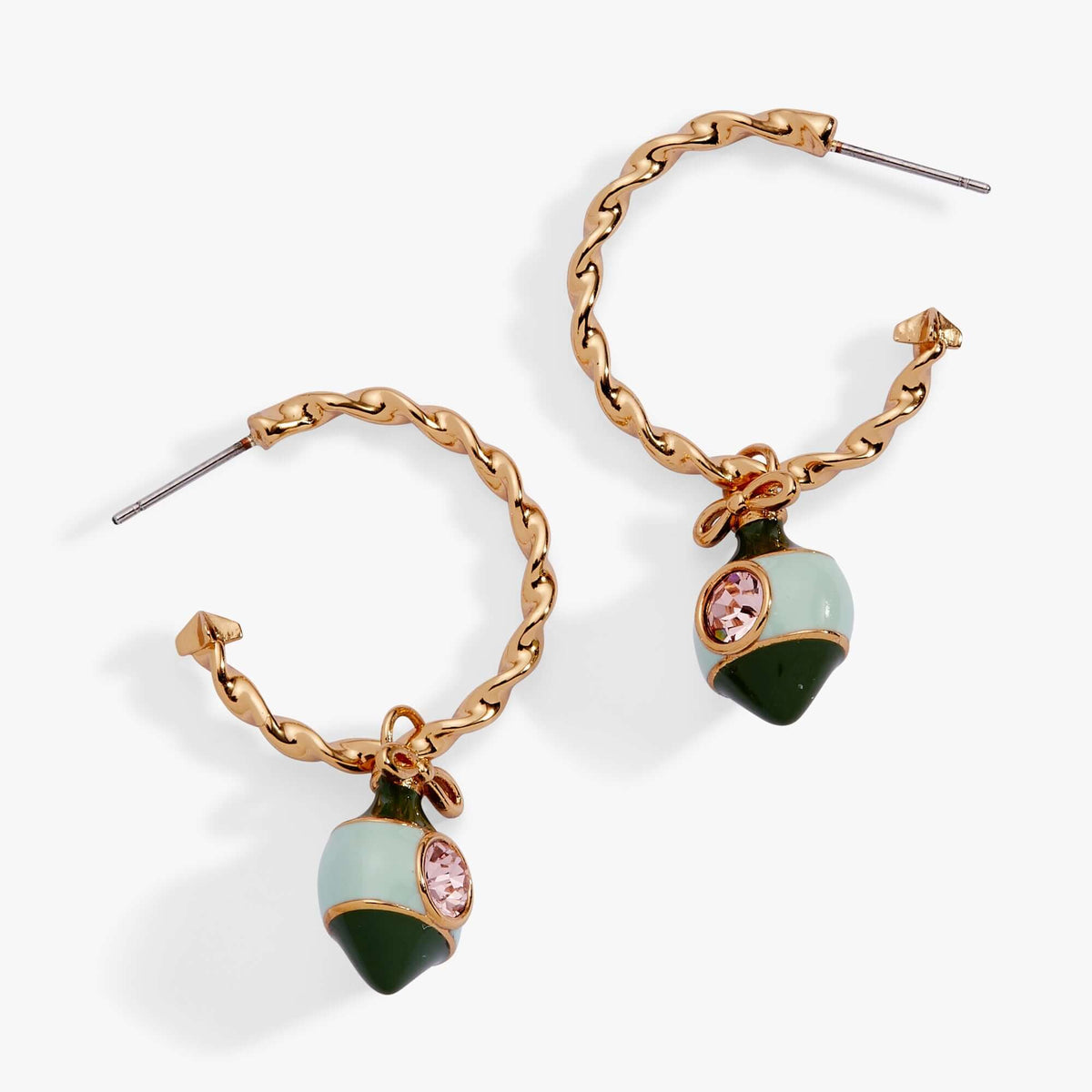 Crystal Bow & Ornament Twisted Hoop Earrings, Earrings, $ 38.00, A Moment Of Now™