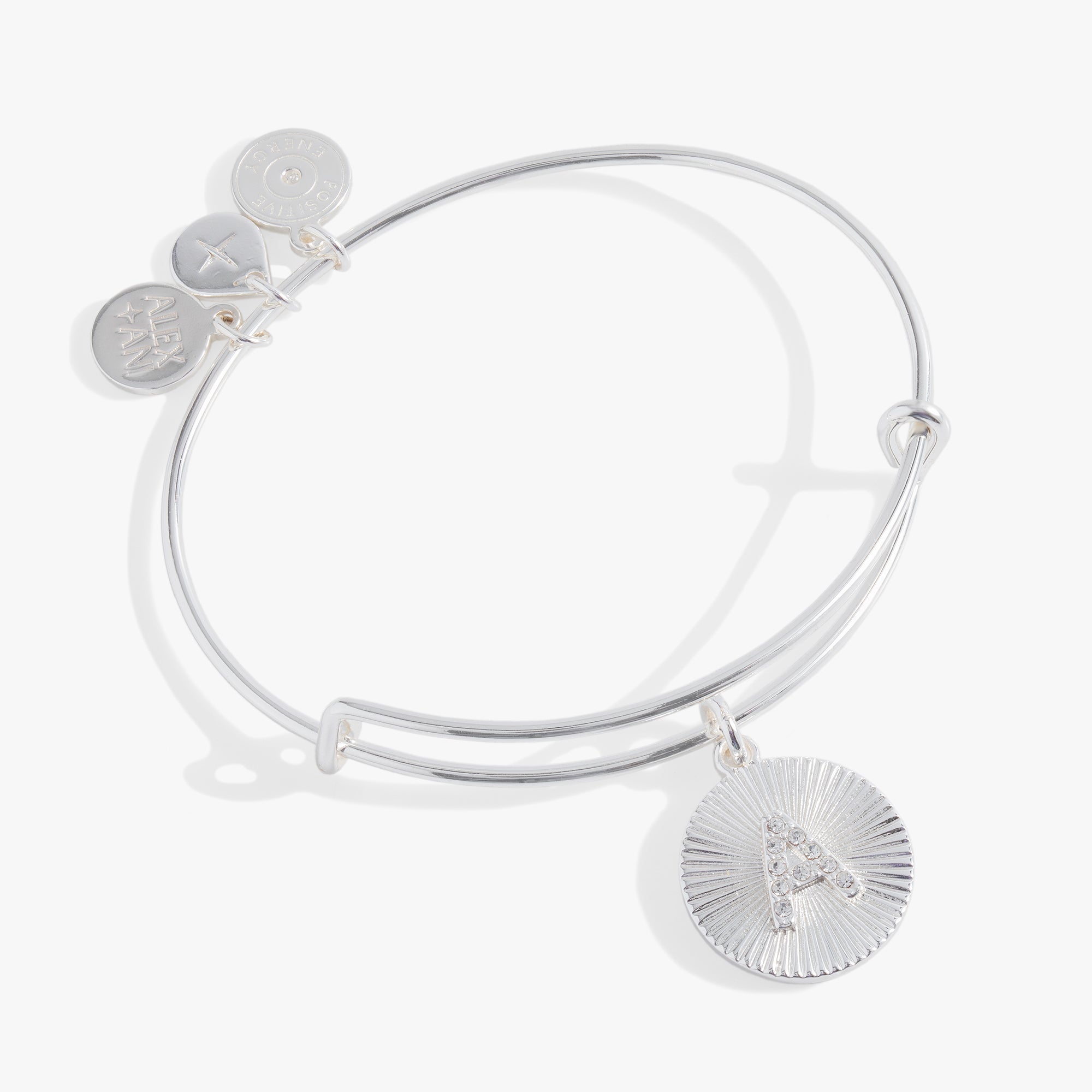 Initial A Pave Starburst Texture Bangle, Bracelets, $ 28.00, A Moment Of Now™
