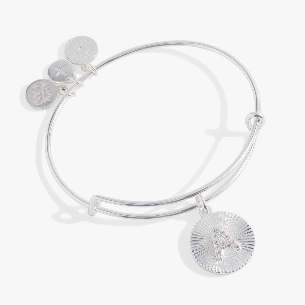 Initial A Pave Starburst Texture Bangle, Bracelets, $ 28.00, A Moment Of Now™