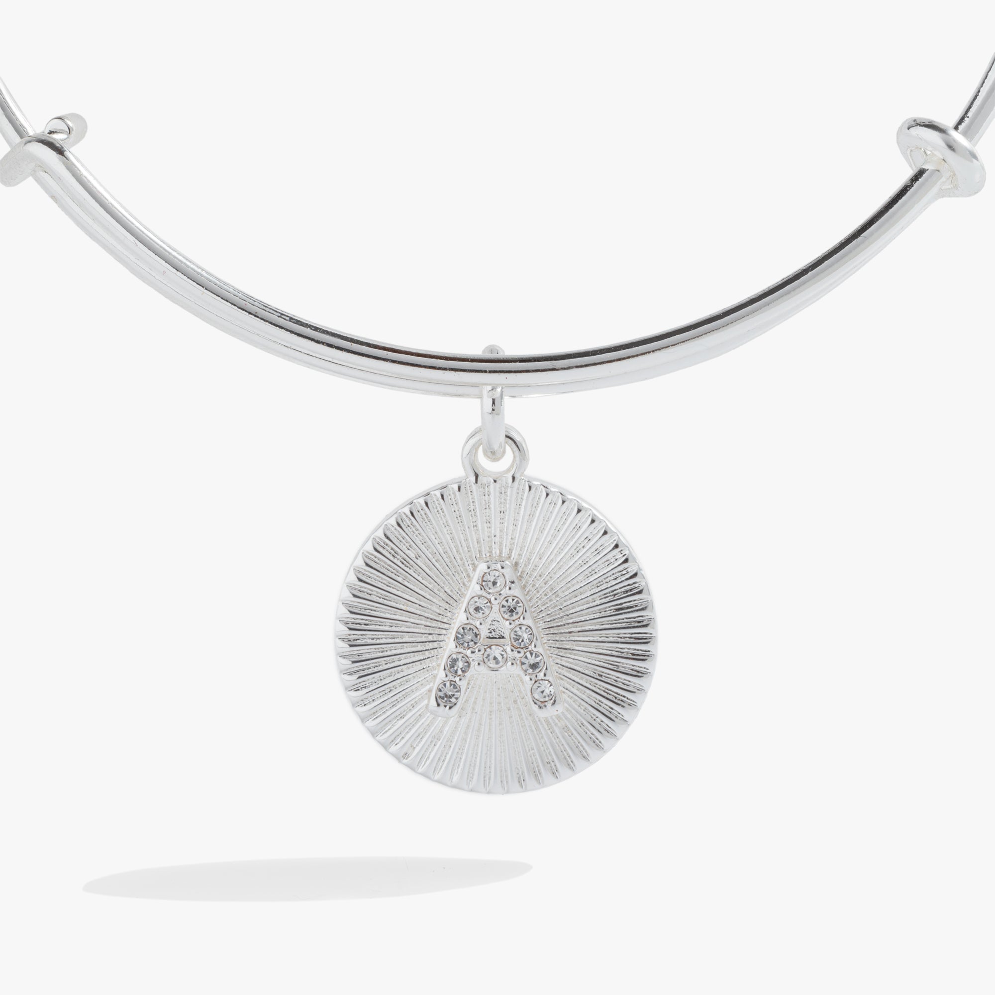 Initial A Pave Starburst Texture Bangle, Bracelets, $ 28.00, A Moment Of Now™