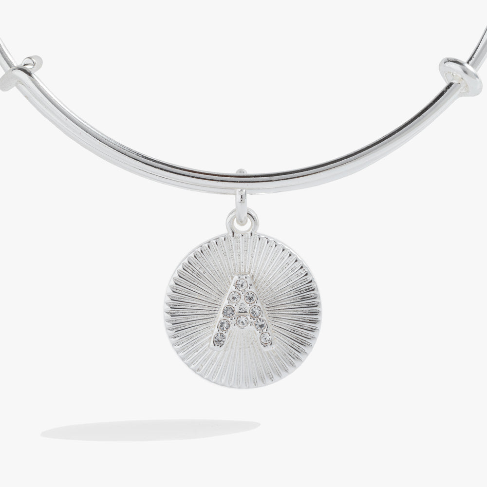Initial A Pave Starburst Texture Bangle, Bracelets, $ 28.00, A Moment Of Now™