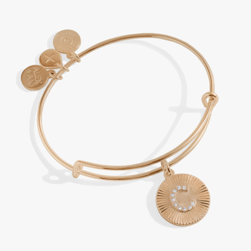 Initial C Pave Starburst Texture Bangle, Bracelets, $ 28.00, A Moment Of Now™