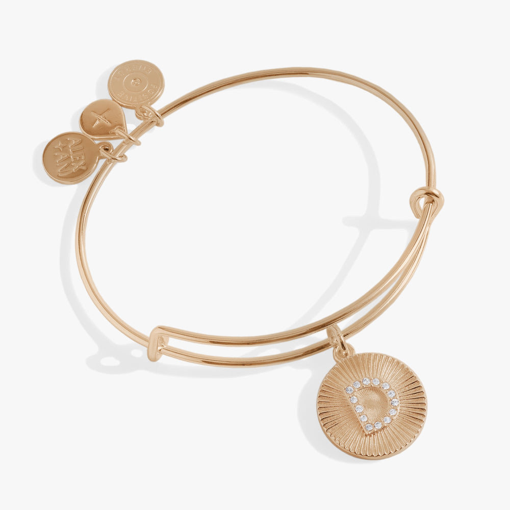 Initial D Pave Starburst Texture Bangle, Bracelets, $ 28.00, A Moment Of Now™