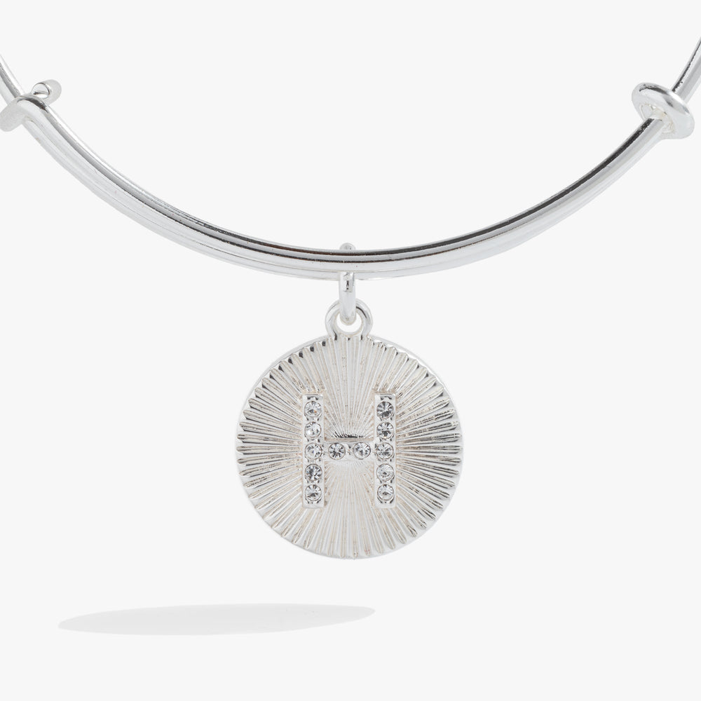 Initial H Pave Starburst Texture Bangle, Bracelets, $ 28.00, A Moment Of Now™