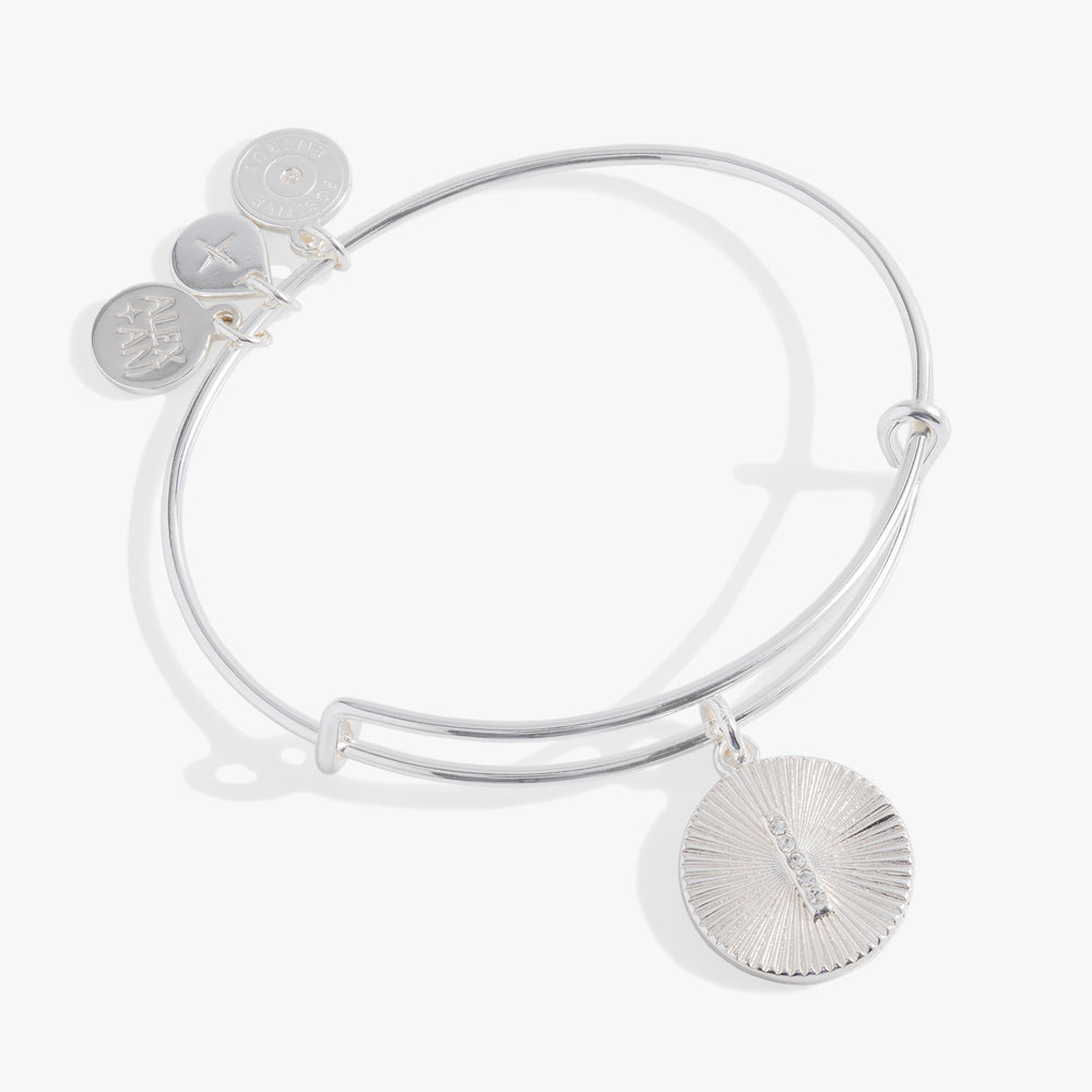 Initial I Pave Starburst Texture Bangle, Bracelets, $ 28.00, A Moment Of Now™