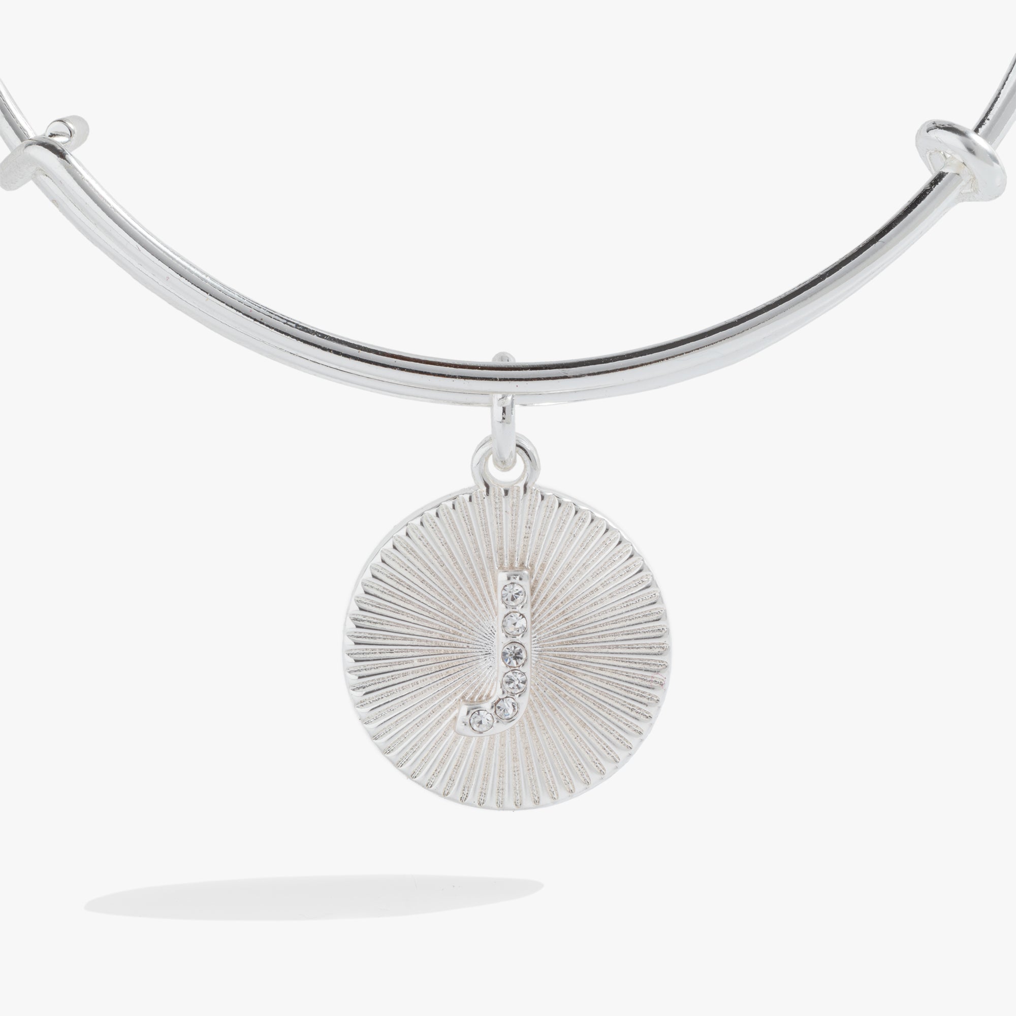 Initial J Pave Starburst Texture Bangle, Bracelets, $ 28.00, A Moment Of Now™