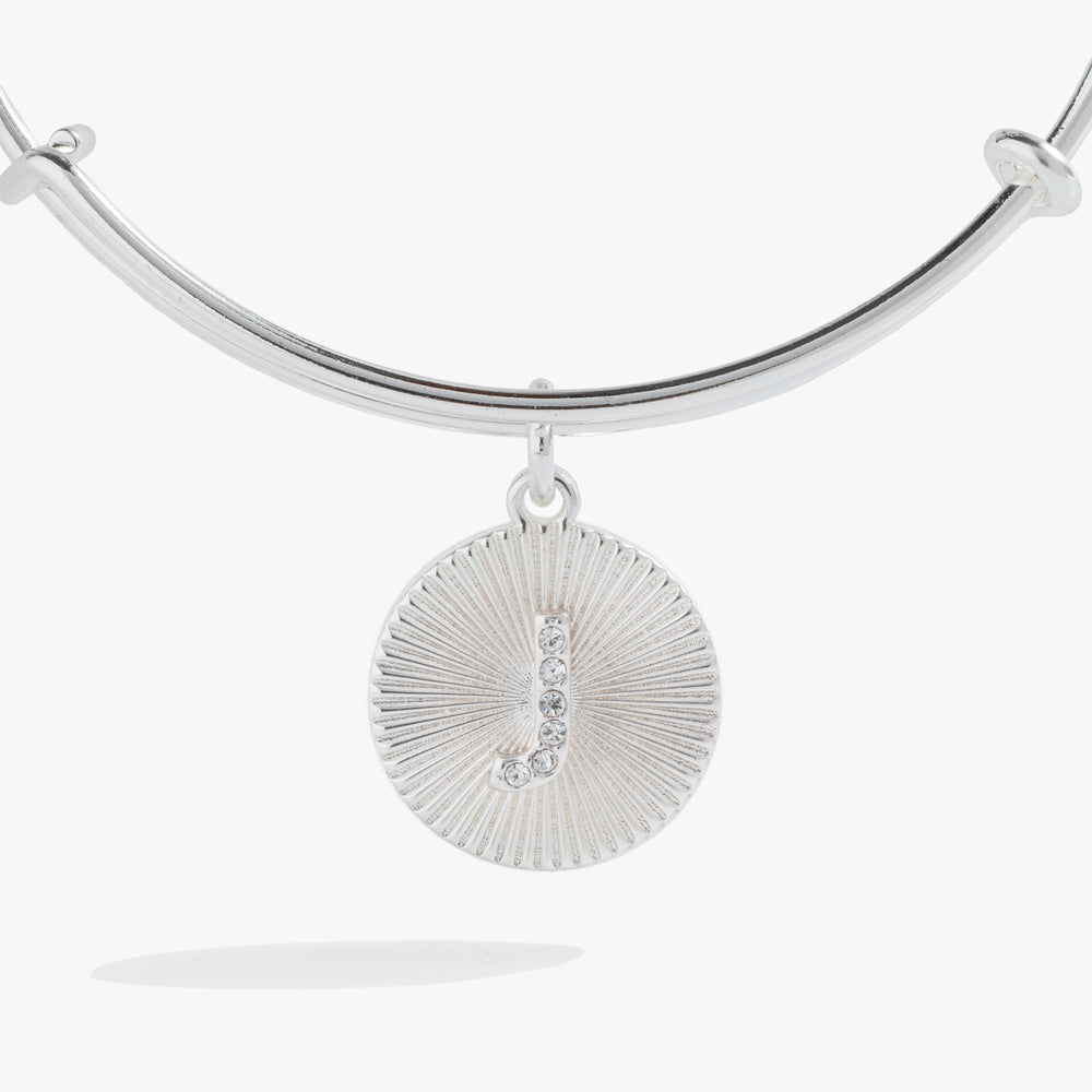 Initial J Pave Starburst Texture Bangle, Bracelets, $ 28.00, A Moment Of Now™