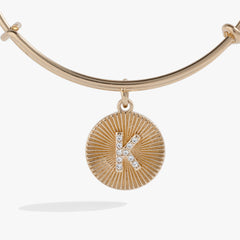 Initial K Pave Starburst Texture Bangle, Bracelets, $ 28.00, A Moment Of Now™