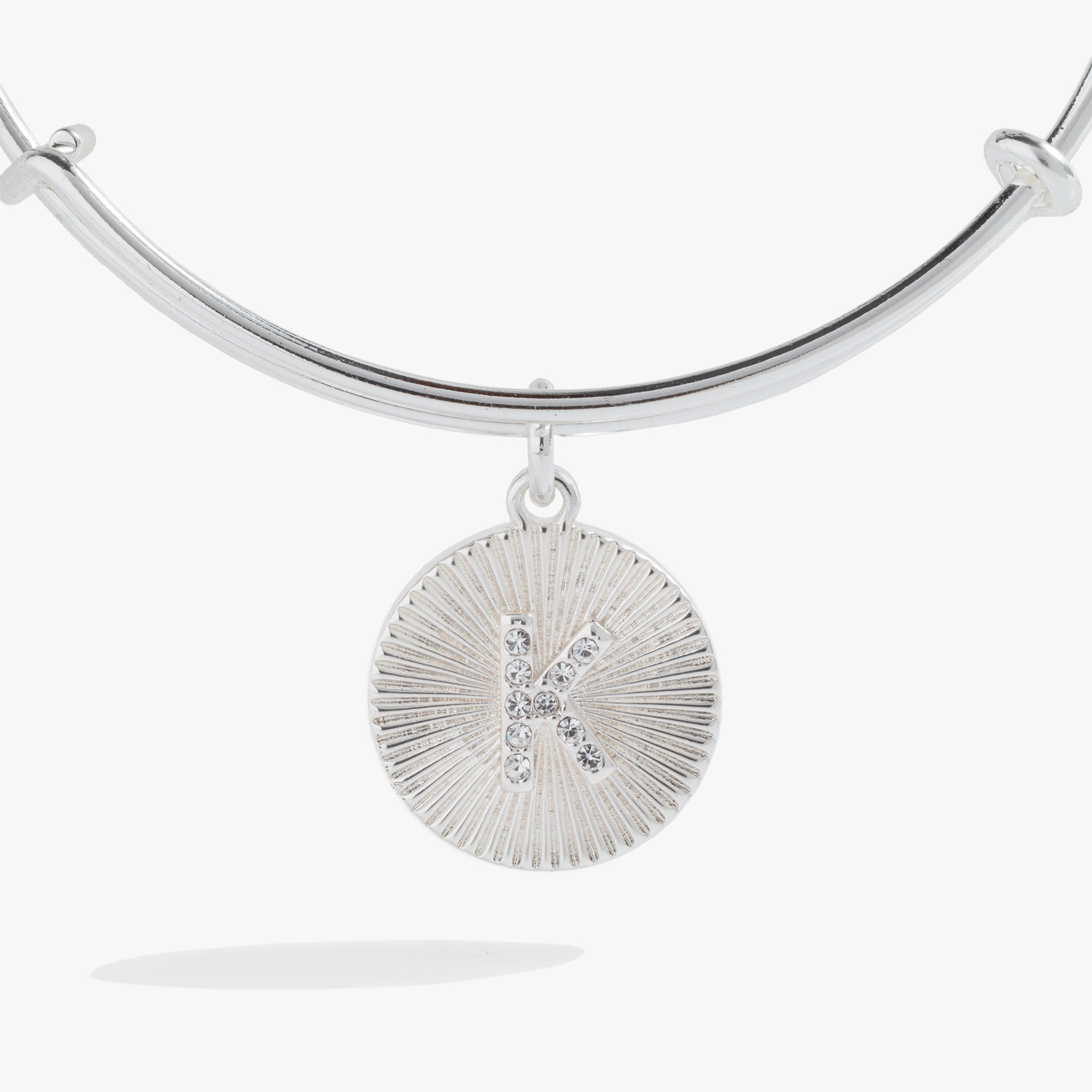 Initial K Pave Starburst Texture Bangle, Bracelets, $ 28.00, A Moment Of Now™