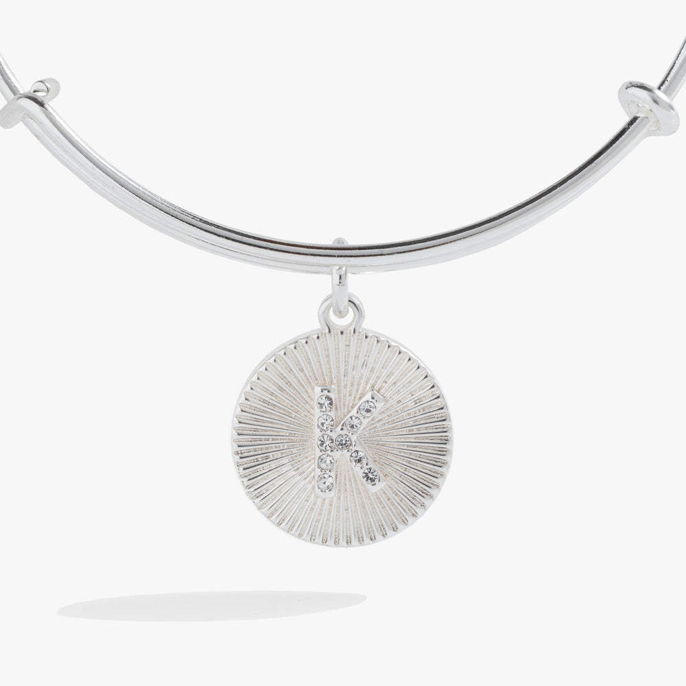 Initial K Pave Starburst Texture Bangle, Bracelets, $ 28.00, A Moment Of Now™